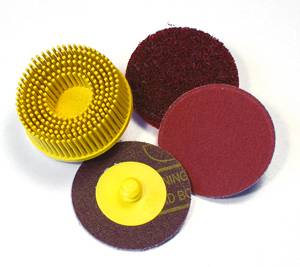 DISQUE BROSSE ROLOC Ø50MM  SCOTCHBRITE ROUGE GRAIN MOYEN